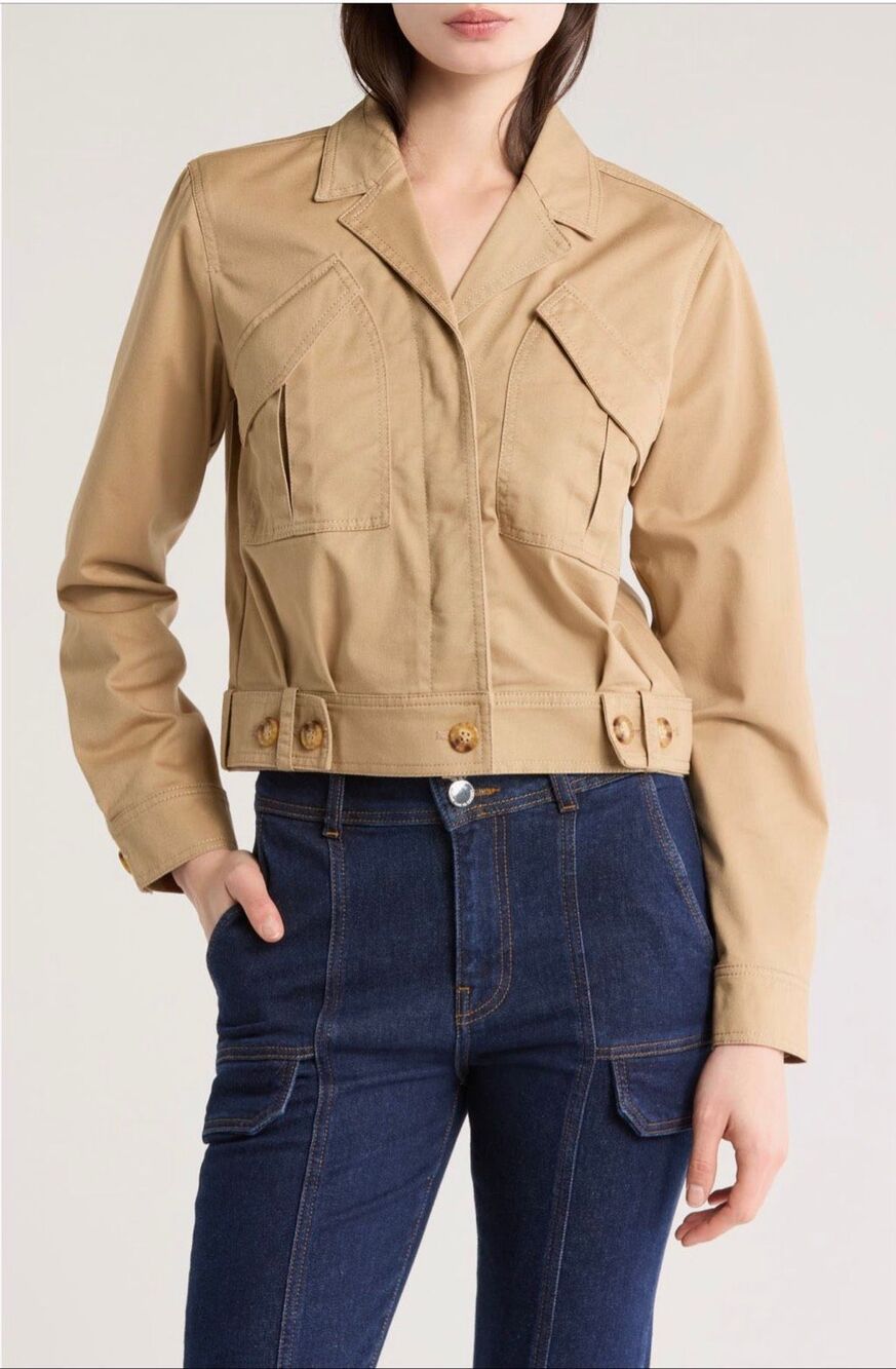 Derek Lam 10 Crosby Gwen Field Jacket in Khaki Size 14